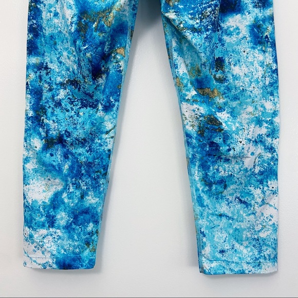 PRANA Capris Leggings Blue Yellow Paint Splatter Pattern Small - Picture 3 of 8